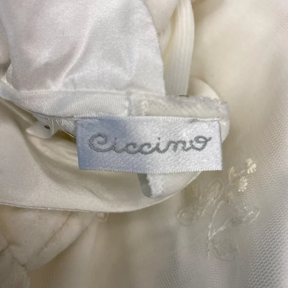 Ciccino white velvet embroidered lace dress roses Easter christening‎ baby 9 m